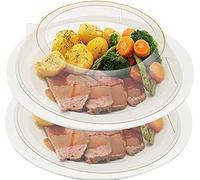 Chabrias Ltd Polycarbonate 2 in 1 Plate Ring, 40 mm H x 215 mm Stackable Plate Rings for pre-Plating Food in Advance, Microwave Safe UK Make (10 Pack)