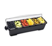 Chabrias Ltd Premium 6 Compartment Condiment Dispenser - Classic Black Bar Garnish Tray for Home & Commercial Use, Hygienic Storage, Easy to Clean, Perfect for Garnishes & Condiments