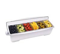 Chabrias Ltd Premium 6 Compartment Condiment Dispenser - Classic White Bar Garnish Tray for Home & Commercial Use, Hygienic Storage, Easy to Clean, Perfect for Garnishes & Condiments