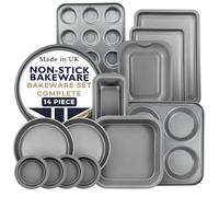 Chabrias Ltd Premium Non Stick Bakeware Set 14 Piece - Airfryer Safe Dishwasher Safe, BPA and PFOA Free Ideal for Baking, Roasting, Grilling UK Made Great for Students Gift Set