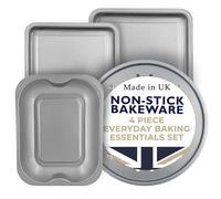 Chabrias Ltd Premium Non Stick Bakeware Set - Airfryer Safe Dishwasher Safe, BPA and PFOA Free Ideal for Baking, Roasting, Grilling UK Made Great for Students Gift Set (4)