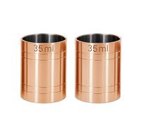 Chabrias Ltd Premium Stainless Steel Copper Thimble Measure Barware Professional Spirit Measuring Cups, Home Bars, Cocktail Stations & Bartenders, Government Stamped (2 Pack 35ml)