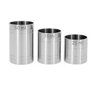 Chabrias Ltd Premium Stainless Steel Silver Thimble Measure Barware Professional Spirit Measuring Cups, Home Bars, Cocktail Stations & Bartenders, CE Marked (1, 3 Set, 25, 35, 50ml)