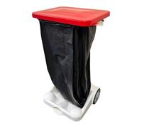 Chabrias Ltd Red Lid & Other Recycling Logo Mobile Free Standing Foot Pedal Bin Bag Garbage Holder, Schools, Office, Medical, School, Waste & Recycling, Hands Free, Waste Sorting