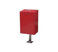 Chabrias Ltd Red Metal Steel Street Bin Ground Mounted Outdoor Waste Bin