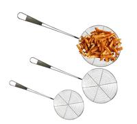 Chabrias Ltd (Set 6.3"/ 7.9"/ 9.4") Stainless Steel Strainer Skimmer Ladle with Ergonomic Handle Wire Skimmer Spoon with Spider Mesh Filter for Frying, Straining, and Skimming - Heavy Duty