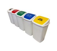 Chabrias Ltd Set Of 5 X 50L Colour-Coded Recycling Bins With Swing Top Lids