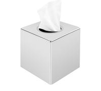Chabrias Ltd Silver Facial Tissue Box Cube Holder | Decorative Square Tissue Dispenser | Modern Mirror Effect Napkin Holder for Bathroom, Bedroom, Office, Hotel, or Restaurant