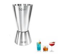 Chabrias Ltd Single Stainless Steel Cocktail Jigger 25/ 50ml Dual Spirit Measure Bar Tool, Bartender Alcohol Shot Measure, Cocktail Accessory for Home Bar, Party, Wine & Mixology
