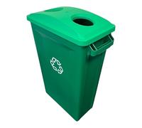 Chabrias Ltd Slim Bin Recycling Container, Rectangular, Plastic 60 Litre base green and green 2 Hole lid with Logo