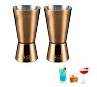 Chabrias Ltd Stainless Steel 25/50 ml Measure Jigger Bar Craft Dual Spirit Measure Cup Peg Measuring Cup for Bar Party Wine Cocktail Shaker (2, Rose Gold)