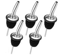 Chabrias Ltd Stainless Steel Fast Free Flow Liquor Spirits Pourer Speed Pourers Wine Bottle Spirits Pourers Tapered Spout for Olive Oil Coffee Syrup Vinegar Bottles (Silver, 5 Pack)