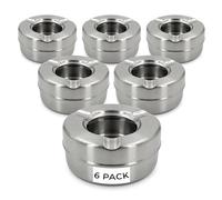 Chabrias Ltd Stainless Steel Windproof Ashtray with Lid - 6 Pack - Outdoor Ashtrays for Pub, Beer Garden, Patio and Smoking Areas - Heavy Duty Cigarette Ash Tray Set with Removable Lid - Pack Of 6