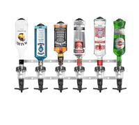 Chabrias Ltd Traditional 6 Bottle Spirit Optics - UK Made Wall Mounted 35ml Optic Dispenser | Bar Butler Shot Bracket for Whiskey, Vodka, Gin & Cocktails - Home Bar, Garden Bar & Man Cave