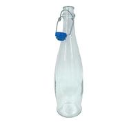 Chabrias Ltd Traditional Glass Water Bottle with Swing Top Single 1 Litre (1000 ml) Plastic Stopper, Airtight Seal
