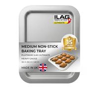 Chabrias Ltd UK-Made Baking Tray with ILAG Ultimate Non-Stick - 36 x 28.5 x 2cm - Heavy Duty Non Stick Oven Tray, Shallow Roasting Tin for Chicken, Meat, Vegetables, Baking Sheet for Oven - Medium 14"