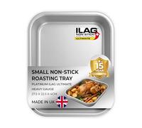 Chabrias Ltd UK-Made Roasting Tray with ILAG Ultimate Non-Stick Coating - 28 x 23 x 4cm - Heavy Duty Carbon Steel Roasting Tin, Deep Oven Tray for Roast Chicken, Meat, Vegetables & Baking - Small 11"
