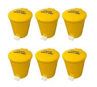 Chabrias Ltd White Waste Bin With Removable Liner, 3-40 Litre, Recycling Bin, Commercial Utility Waste, Pedal Bin, Indoor Bins For Kitchen, (Yellow Clinical Waste, 20 Litre (6 Pack))
