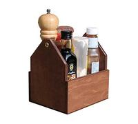 Chabrias Ltd Wooden Condiment Holder - Rustic Countertop Organizer for Kitchen, Café, Bar or Restaurant | Storage Caddy for Sauces, Napkins, Cutlery, Sugar, Spices, and Table Accessories