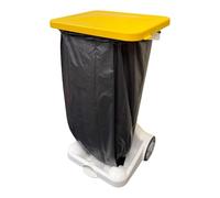 Chabrias Ltd Yellow Lid & Clinical Waste Only Logo, Mobile Free Standing Foot Pedal Bin Bag Garbage Holder, Schools, Office, Medical, School, Waste & Recycling, Hands Free, Waste Sorting