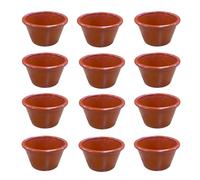 Chabrias Pack of 12 Plain Terracotta 2oz Traditional Ramekins, Condiment Pots, Sauce Ramekins, Dip Bowls, Tough Plastic Sauce Pots, Made in England