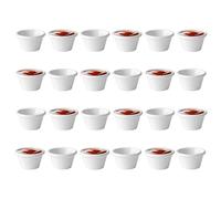 Chabrias Pack of 24 Plain Traditional Ramekins Condiment Pots, Sauce Ramekins, Dip Bowls, Tough Plastic Sauce Pots, Made in England (White 2oz)