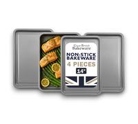 Chabrias Set of 4 Large Oven Baking Trays, 35 x 25 cm Double Non Stick Coating, British Made