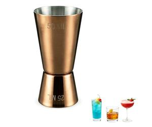 Chabrias Single Stainless Steel Rose Gold Cocktail Jigger 25/ 50ml Dual Spirit Measure Bar Tool, Bartender Alcohol Shot Measure, Cocktail Accessory for Home Bar, Party, Wine & Mixology