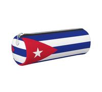CHAbu Cuban Flag Leather Pencil Case Stationery Storage Bag Cosmetic School Work Office