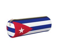CHAbu Cuban Flag Leather Pencil Case Stationery Storage Bag Cosmetic School Work Office