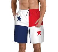 CHAbu Flag of Panama Men's Beach Shorts Hawaiian Surfing Trousers Quick Dry Mesh Lining Summer Walking Golf Sports White