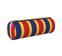 CHAbu Flag of Romania Leather Pencil Case Stationery Storage Bag Cosmetic School Work Office