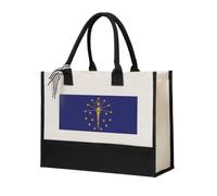 CHAbu Indiana State Flag Canvas Gift Tote Bag Large Capacity Shopping Grocery Fitness Picnics