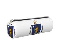 CHAbu Massachusetts State Flag Leather Pencil Case Stationery Storage Bag Cosmetic School Work Office