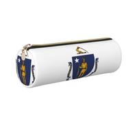 CHAbu Massachusetts State Flag Leather Pencil Case Stationery Storage Bag Cosmetic School Work Office
