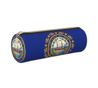 CHAbu New Hampshire State Flag Leather Pencil Case Stationery Storage Bag Cosmetic School Work Office
