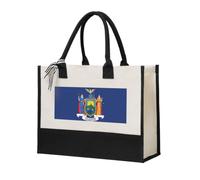 CHAbu New York Flag Canvas Gift Tote Bag Large Capacity Shopping Grocery Fitness Picnics