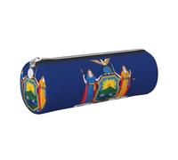 CHAbu New York Flag Leather Pencil Case Stationery Storage Bag Cosmetic School Work Office