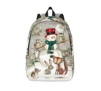 CHAbu Owl Standing On Snowman Canvas Backpack Book Bag Large Capacity Classic Fashion College Work Travel