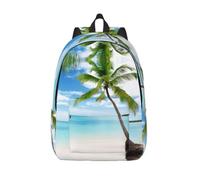 CHAbu Palm Tree Over Blue Sea Ocean Seascape Canvas Backpack Book Bag Large Capacity Classic Fashion College Work Travel