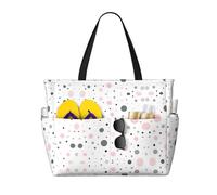 CHAbu Pink Gray White Modern Polka Dot Pattern Large Capacity Beach Bag Waterproof Tote Bag With Zip And Pockets Travel Holiday Gym Swimming