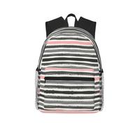 CHAbu Pink Light And Dark Gray Stripes Casual Backpack Daily Rucksack Lightweight Classic College Travel Outdoor