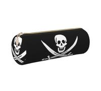CHAbu Pirate Flag Leather Pencil Case Stationery Storage Bag Cosmetic School Work Office