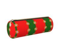 CHAbu Portuguese Flag Leather Pencil Case Stationery Storage Bag Cosmetic School Work Office