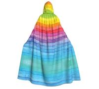 CHAbu Rainbow Colored Striped Adult Hooded Cloak Unisex Robe Cape Vampire Witch Parties Stage Cosplay Carnival Costumes
