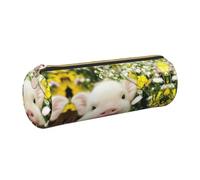 CHAbu Rape Flower Pig Leather Pencil Case Stationery Storage Bag Cosmetic School Work Office