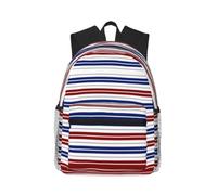 CHAbu Red Blue White Gray Stripes Casual Backpack Daily Rucksack Lightweight Classic College Travel Outdoor