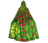 CHAbu Red Poppy Field Farm Meadow Landscape Adult Hooded Cloak Unisex Robe Cape Vampire Witch Parties Stage Cosplay Carnival Costumes