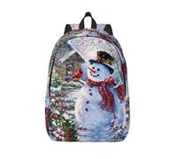 CHAbu Red Snowman Scraf Canvas Backpack Book Bag Large Capacity Classic Fashion College Work Travel