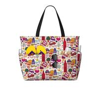 CHAbu School Newspaper In English Large Capacity Beach Bag Waterproof Tote Bag With Zip And Pockets Travel Holiday Gym Swimming